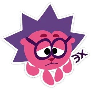 😔 0b841774 ЭХ 漫画, キャラクター, 悲しい, メガネ, ピンク telegram sticker