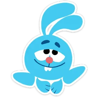 😏 6af84a3a Krosh Smeshariki アニメ, スメシャリキ, クローシュ, 動物, ウサギ, キャラクター, 青 telegram sticker