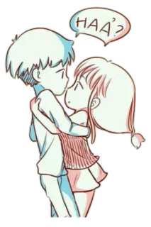 👫 23184f90 HAA? 情侣, 爱, 拥抱, 卡通, 可爱, 浪漫 telegram sticker