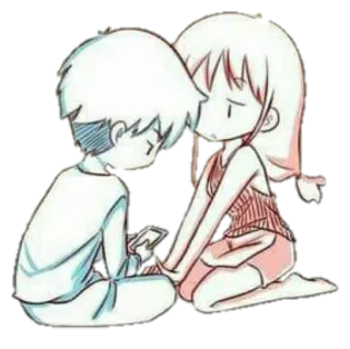 👫 64892e54 卡通, 情侣, 爱, 关系, 牵手 telegram sticker