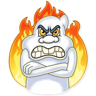 😡 0a755e97 zły, kreskówka, płomienie, postać, wyraz telegram sticker