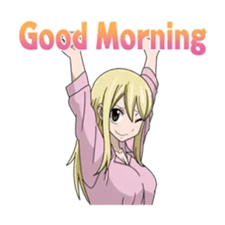 ☀ 1c25be7a Lucy Heartfilia Fairy Tail Good Morning Guten Morgen, Anime, Gruß, Lucy Heartfilia, Fairy Tail, Zwinkern whatsapp sticker