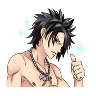 👍 7f1b29b8 Anime, Cartoon, Figur, Männlich, Daumen hoch, Halskette, Oberkörperfrei whatsapp sticker