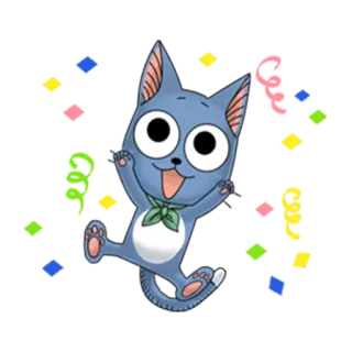 🎊 c5794975 Happy Fairy Tail Anime, Fairy Tail, Happy, Katze, Cartoon, Süß, Glückliche Katze whatsapp sticker