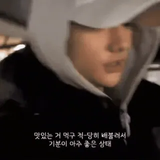 🕷 00ea1c1b 맛있는 거 먹구 적-당히 배불러서 기분이 아주 좋은 상태 comida, comiendo, coreano, satisfecho whatsapp sticker