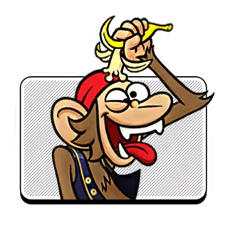 🐵 aa130313 обезьяна, мультфильм, смешной, банан, пират, животное whatsapp sticker