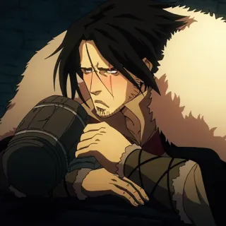 ⛓ 46209a9f Alucard Castlevania vampire, anime, sad, drinking, medieval telegram sticker