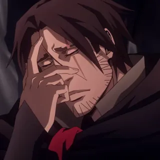 ⛓ 605bb6af Trevor Belmont Castlevania anime, exhausted, serious, castlevania, trevor telegram sticker
