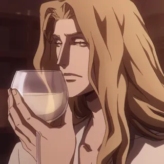 ⚰️ bed9e1dc Alucard Castlevania vampire, wine, anime, blonde, gothic telegram sticker