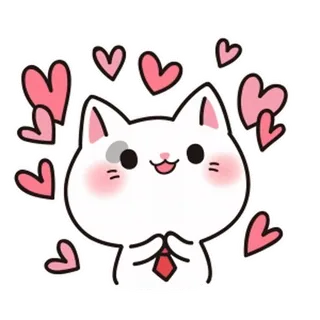 ❤ 73979df3 gato, corazones, amor, lindo, adorable, animal, kawaii, corbata whatsapp sticker