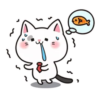 🤤 a1f4108b gato, animal, pez, hambriento, sueño, kawaii whatsapp sticker