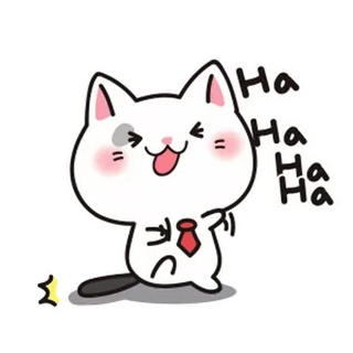 😂 f3b7a756 HAHAHA gato, riendo, dibujos animados, corbata, gato blanco whatsapp sticker