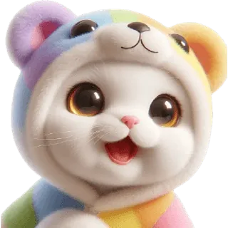 ☺️ a6f33803 猫, 小猫, 可爱, 彩虹, 连帽衫, 动物, 宠物 telegram sticker