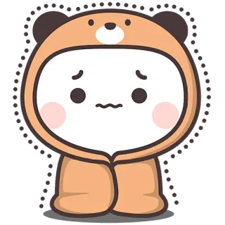 😣 38639057 carino, triste, cartone animato, personaggio, felpa con cappuccio, adorabile whatsapp sticker