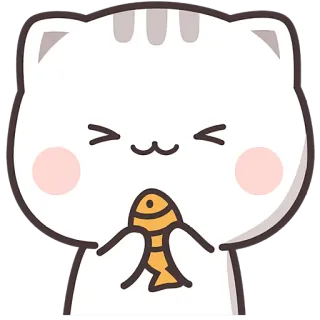 ☺️ c3a0dd85 gatto, pesce, carino, animale, cartone animato, adesivo whatsapp sticker
