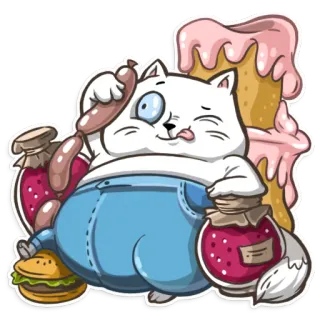 😋 716a59b9 kucing, makanan, sosis, selai, kue, burger telegram sticker