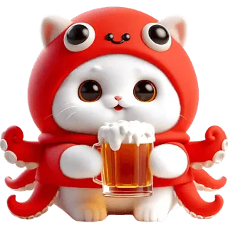 🍺 36792c2d кот, осьминог, пиво, милый, мультфильм telegram sticker