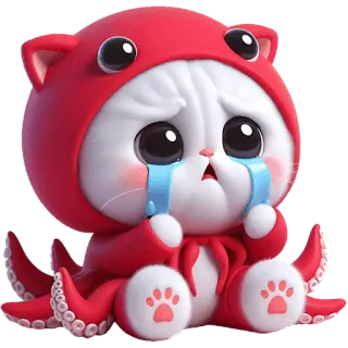 😭 45e66c85 кот, плачет, осьминог, грустный, милый, животное, мультфильм telegram sticker