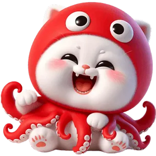 🤣 4fb914bb кот, осьминог, милый, мультик, стикер, животное, каваий telegram sticker