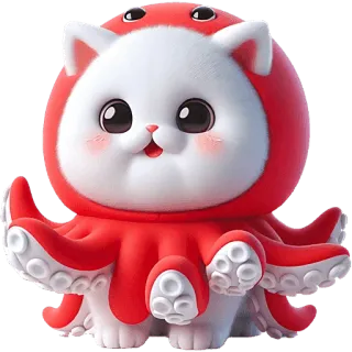 🕺 53182405 кот, осьминог, милый, каваий, животное, мультфильм telegram sticker