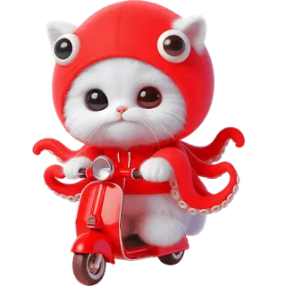 🛵 6eae4125 кот, скутер, осьминог, милый, животное, каваи telegram sticker
