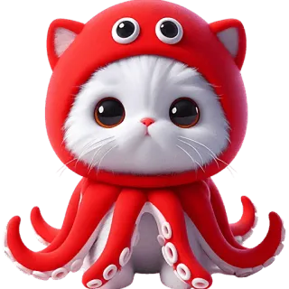 🥺 78774a6b кот, осьминог, животное, милый, каваий, наклейка telegram sticker