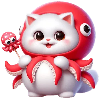 🍭 c8313a62 кот, осьминог, милый, мультик, животное, кавай, питомец telegram sticker