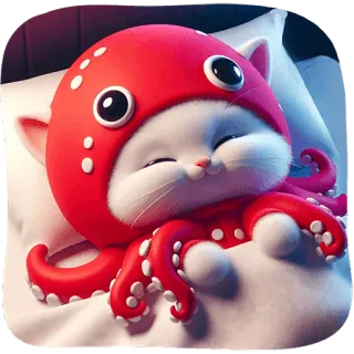 😴 ea521268 кот, осьминог, милый, мультфильм, животное, наклейка telegram sticker