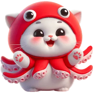 🤗 fae64e89 кот, осьминог, милый, мультфильм, животное, каваий, стикер telegram sticker