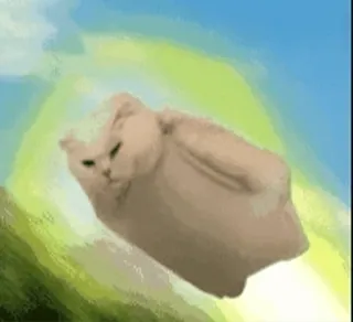 🐱 0b601f48 gatto, divertente, animale, meme, cielo, volante, arte digitale telegram sticker