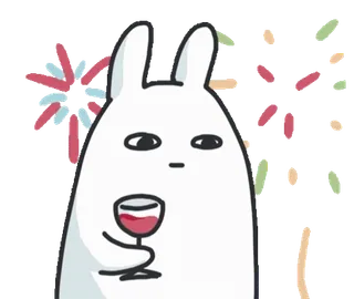 🐰 380ec6e9 rabbit, wine, celebration, cute, party, confetti telegram sticker