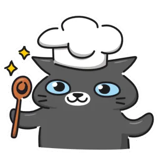 👨‍🍳 79ef0a36 chat, chef, cuisine, cuisine, mignon, dessin animé, animal, nourriture telegram sticker