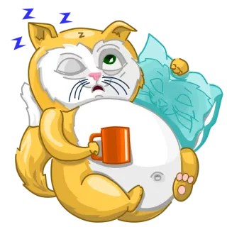 😴 4722bc9f Katze, schläfrig, müde, erschöpft, Morgen, Cartoon whatsapp sticker