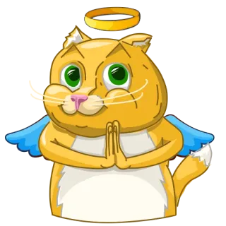 🙏 4c53e0b6 Katze, Engel, Heiligenschein, Flügel, süß, Cartoon whatsapp sticker