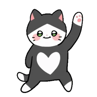 ❤️ 93661c99 고양이, 귀여운, 동물, 만화, 하트, 손 흔들기 telegram sticker