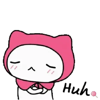 🐱 6434f1e9 Huh 可爱, 问题, 困惑, 卡哇伊, 卡通, 粉色 whatsapp sticker