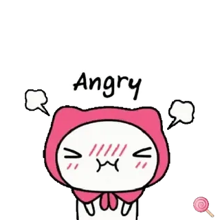 🐱 77844f28 Angry 生气, 沮丧, 卡通, 粉色, 可爱, 情绪, 表情 whatsapp sticker