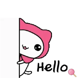🐱 a0908cb8 Hello 可爱, 卡哇伊, 偷看, 你好, 棒棒糖 whatsapp sticker