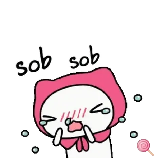 🐱 c3637cd4 sob sob 哭泣, 伤心, 情绪化, 卡通, 可爱, 眼泪, 粉色, 啜泣 whatsapp sticker