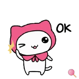🐱 e5e6516d OK 可爱, 猫, 好的, 贴纸 whatsapp sticker