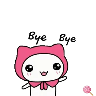 🐱 e933cd78 Bye Bye 卡通, 可爱, 可爱, 告别, 再见, 挥手, 棒棒糖 whatsapp sticker