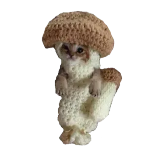 ❤️ 45616658 кот, котенок, гриб, животное, милый, шляпа, вязаный telegram sticker