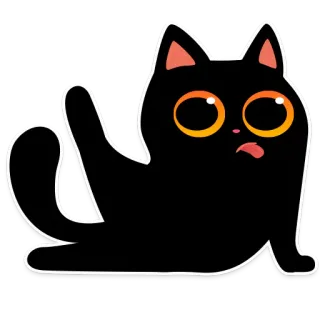 😕 1001fa1d แมว, สติกเกอร์, การ์ตูน, สัตว์, แมวดำ telegram sticker