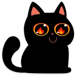 🔥 48b2f450 แมว, สัตว์, สติกเกอร์, เปลวไฟ, น่ารัก, แมวดำ telegram sticker