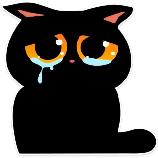 😢 74e2470c แมว, เศร้า, ร้องไห้, สติกเกอร์, แมวดำ telegram sticker