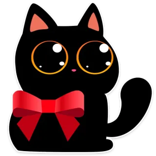 🥺 7ce6ce7e แมว, โบว์, สัตว์, น่ารัก, แมวดำ, สติกเกอร์ telegram sticker