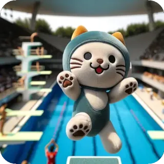 ✌️ 21ee4a64 кот, плавание, олимпиада, котёнок, спорт, милый telegram sticker