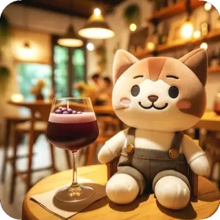 💛 2dbd4bba кот, плюшевая игрушка, вино, напиток, кафе, напиток, алкоголь telegram sticker