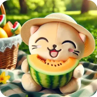 🧡 3cfaa6fe кот, котенок, дыня, фрукт, милый, лето, шляпа, пикник telegram sticker