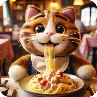 👄 a20bd53d кот, спагетти, еда, паста, животное, мультфильм telegram sticker